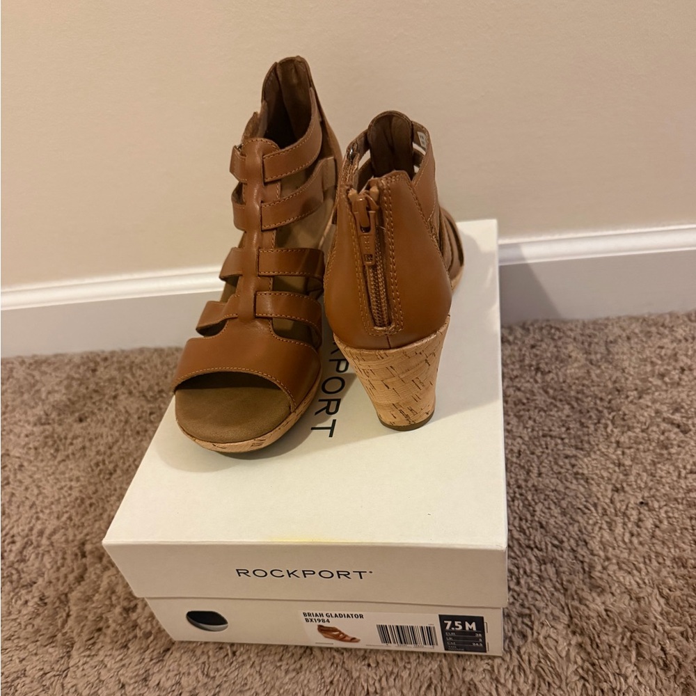Rockport Tan Briah Gladiator Wedge Sandals, Size 7.5M - Picture 4 of 7
